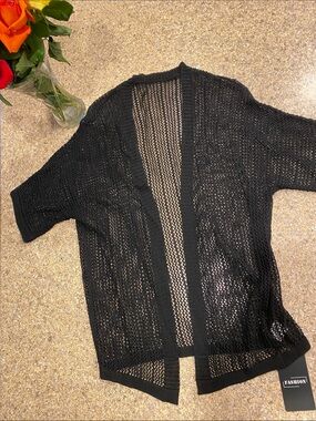 NWT Fashion Large Black Open Knit Type Swim Cover Up Sweater Top or Sweater Top